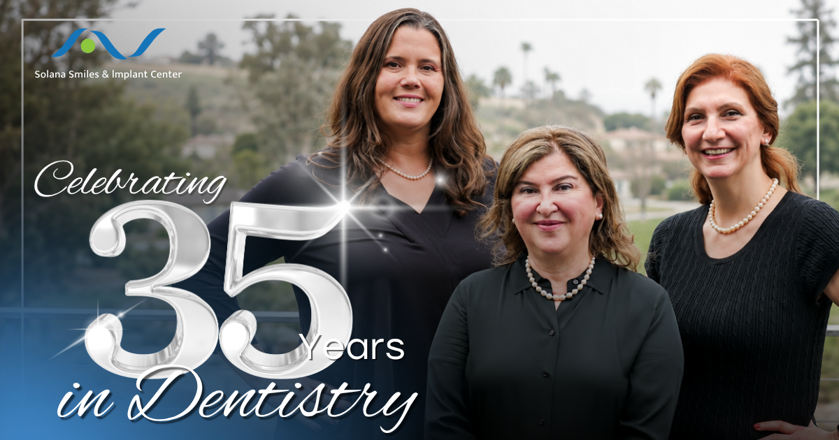 three female doctors smiling with 35 years badge